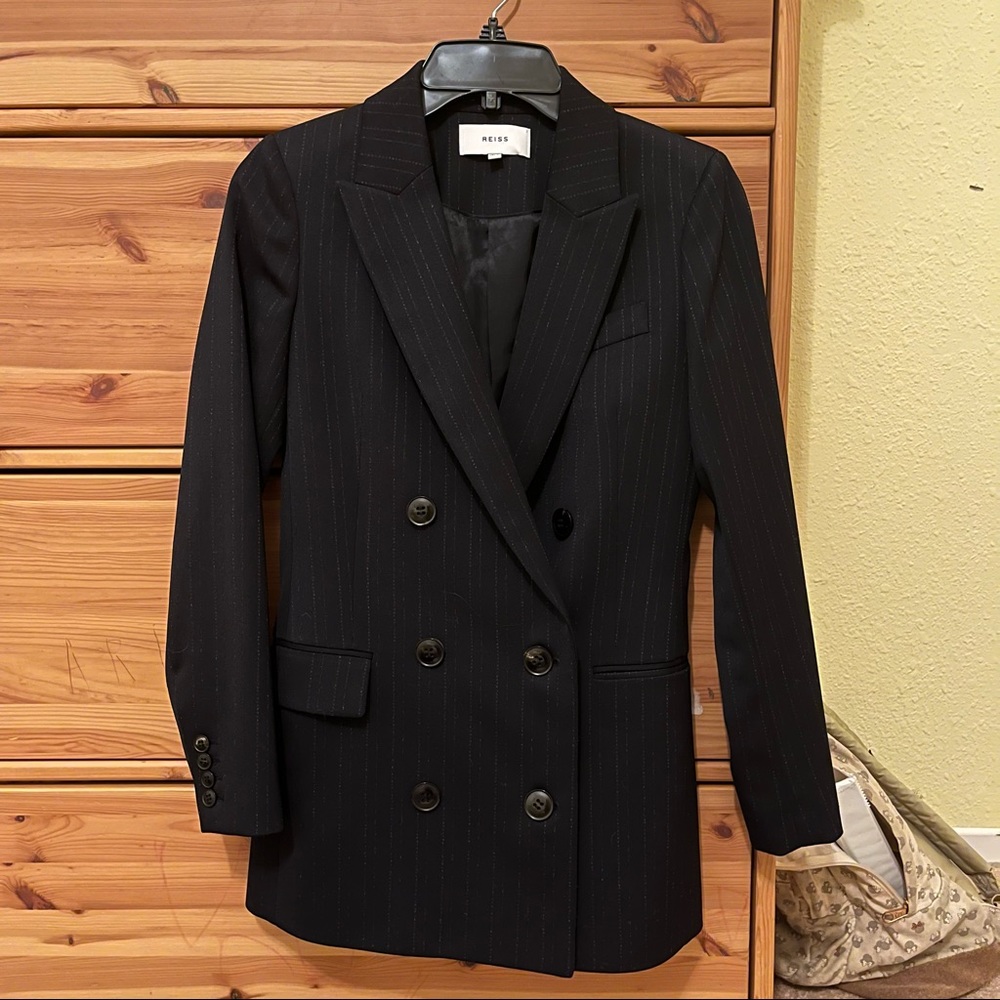 Reiss Women’s Black Silver Lined Blazer Size 0